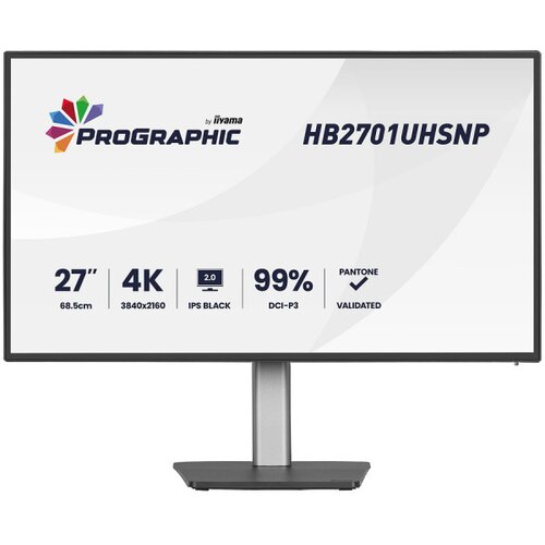 Iiyama 27" IPS BLACK 2.0 panel, 3840x2160 UHD, DCI-P3 99%, Pantone Certified, Delta E 2, USB-C Dock (LAN 96W PD DP-OUT), 4ms, 15cm height a Cene