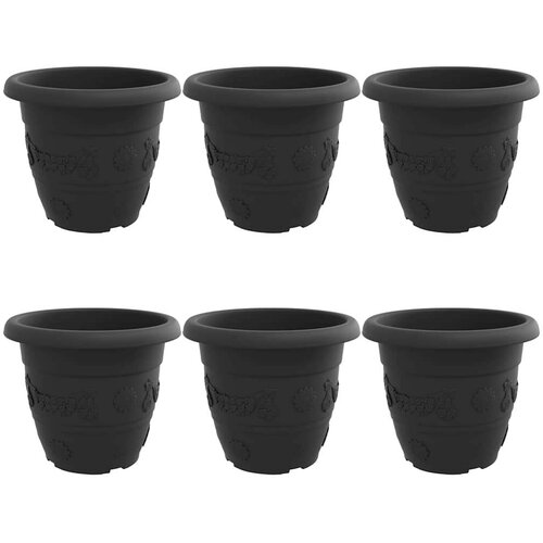  Okrugla saksija za cveće 6 pcs Crna &amp;Oslash; 26 x 21.5 cm Plastika - Crna &amp;Oslash; 22 x 18 cm 6 Slike