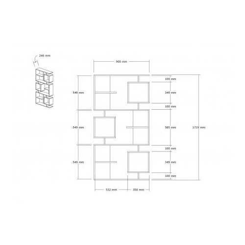 Woody Fashion polica za knjige Icardi Atlantic Pine Anthracite Slike