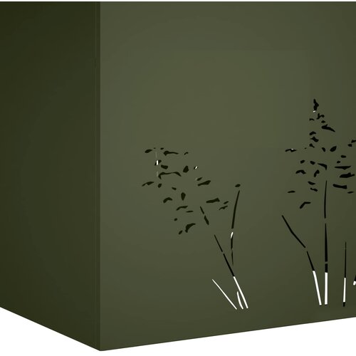  Vrtna saksija Maslinastozelena 80 x 30 x 49 cm Čelična vrata Slike