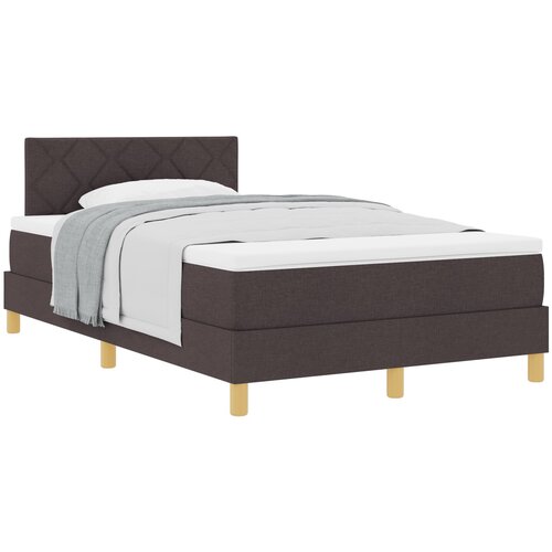 VidaXL Krevet na opruge s madracem tamno smeđi 120x200 cm tkanina Slike