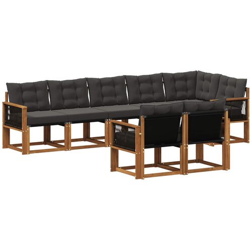 vidaXL Zunanja garnitura za sedenje z blazino 8 pcs Naravna in črna, (5000272932) Cene