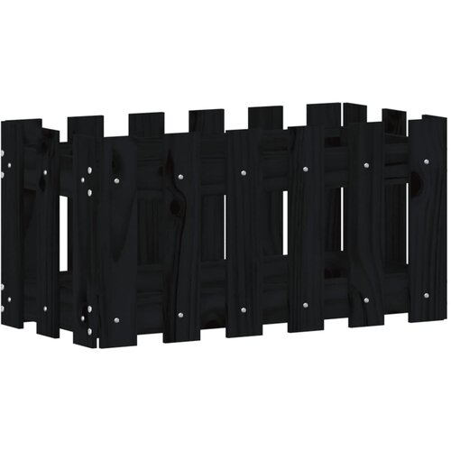  Vrtna sadilica s izgledom ograde crna 60x30x30 cm od borovine Slike