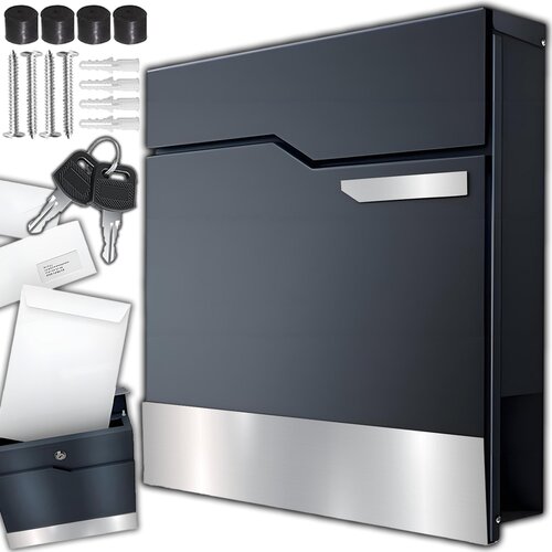  Moderni poštni nabiralnik z režo za časopise antracit + inox X9 Cene