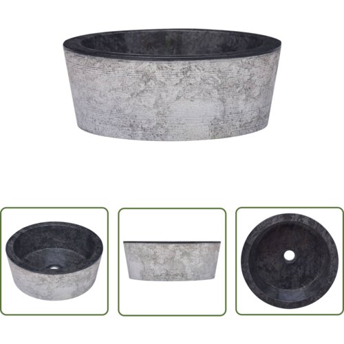The Living Store Umivalnik črn &amp;Oslash;40x15 cm marmor - Umivalnik, (21744861) Slike