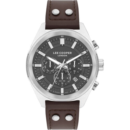 Lee Cooper Muški ručni sat, Kvarcni mehanizam, 45mm, Sivo kućište, Braon, LC07842.374 Cene