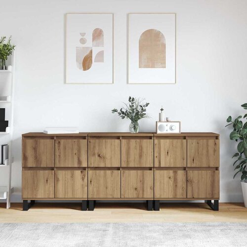 VidaXL Komode 3 pcs hrast artisan 180 x 35 x 70 cm Konstruirano drvo Slike