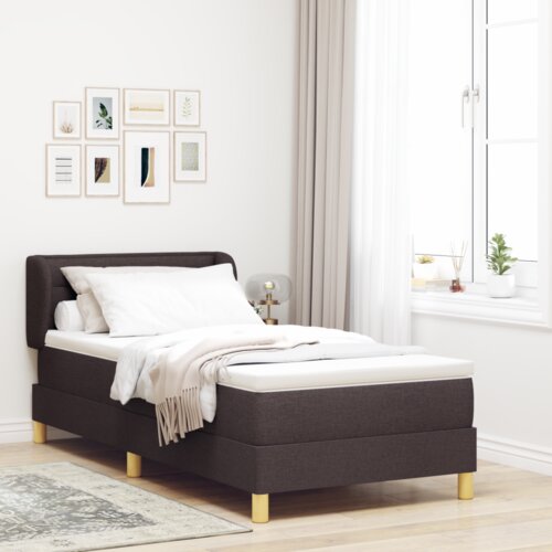 vidaXL Box Spring Postelja z Blazino - Temno Rjava, 90x190 cm, Tkanina, (22051023) Cene