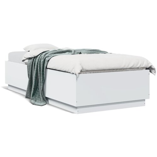 VidaXL Okvir za krevet s LED svjetlima bijeli 90 x 200 cm drveni Slike