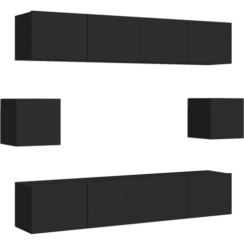 Maison Chic Komplet TV omarice - TV enot 6-delni črna inženirski les, (21699554) Slike