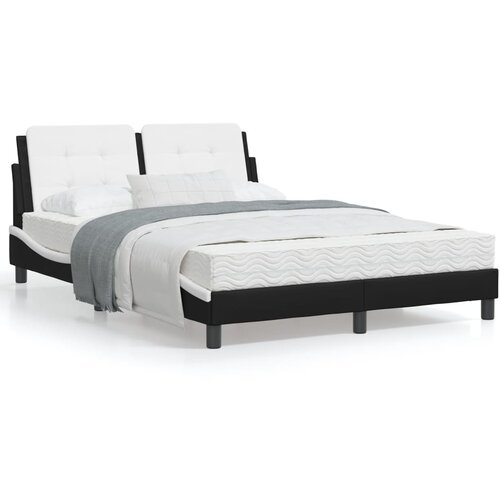VidaXL Okvir kreveta s uzglavljem crno-bijeli 140x190 cm umjetna koža Slike