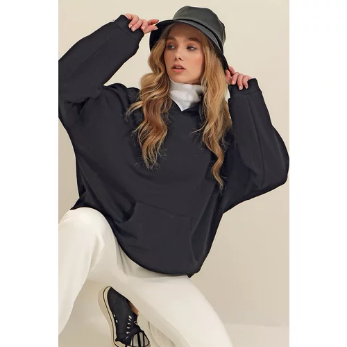 Trend Alaçatı Stili Sweatshirt - Black - Regular fit