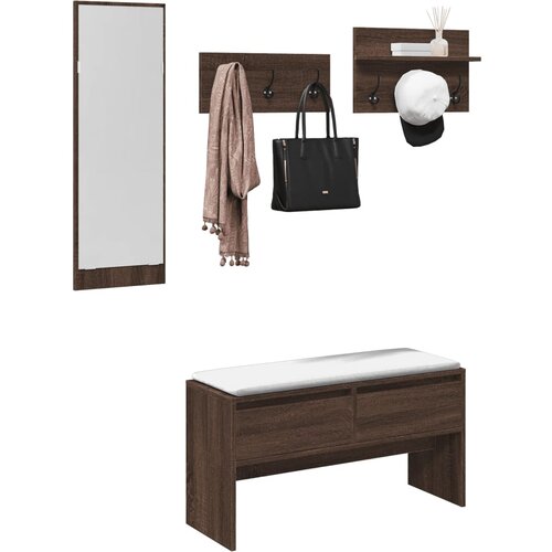 vidaXL 4-dijelni set namještaja za hodnik boja smeđeg hrasta drveni Cijene