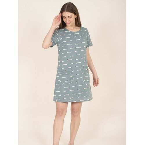 Brakeburn light Green Patterned Linen Dress with Pockets - Women Slike