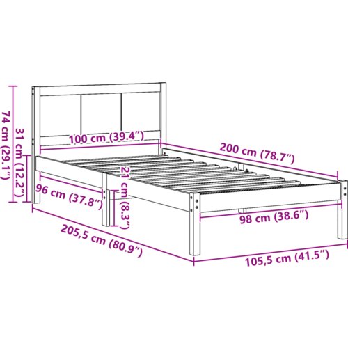 vidaXL Bela lesena postelja Bela Les 100 x 200 cm Vzdržljiva Cene