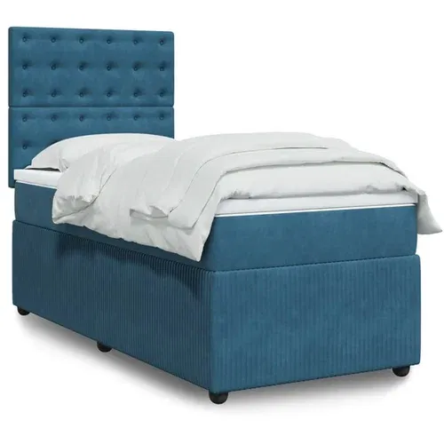 vidaXL Box spring postelja z vzmetnico modra 80x200 cm žamet