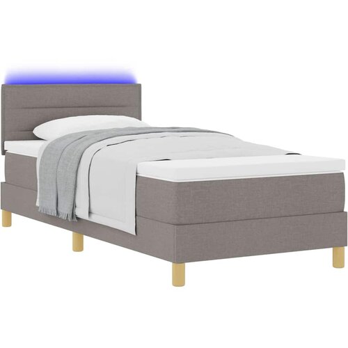  LED Box Spring Krevet Sivo-smeđa 90 x 200 cm tkanina Slike