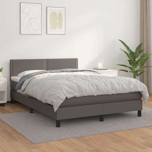  Box spring postelja z vzmetnico siv 140x200 cm umetno usnje, (20724731) Cene