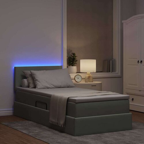  LED krevet za pohranu s madracem Svjetlosiva 90 x 200 cm Bar&amp;scaron;un Slike