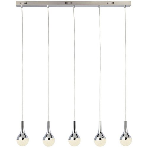 Searchlight Wave Viseča LED svetilka s 5 lučmi v obliki solze, senčnik z učinkom zdrobljenega ledu, krom, (22100905) Slike