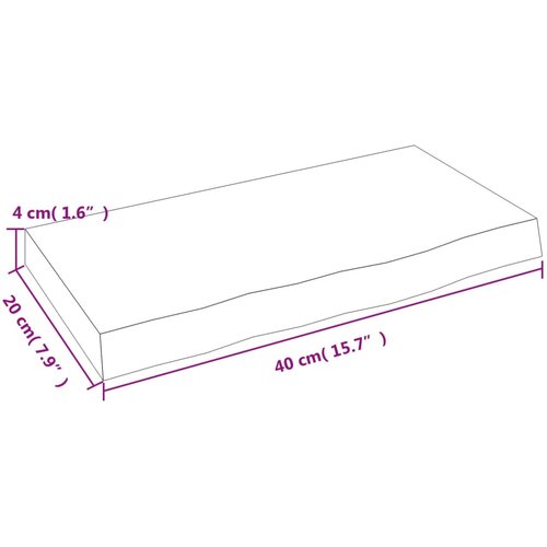  Zidna polica svjetlosmeđa 40 x 20 x 4 cm od obrađene hrastovine Slike