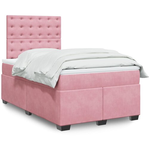 VidaXL Box spring postelja z vzmetnico roza 120x200 cm žamet Slike
