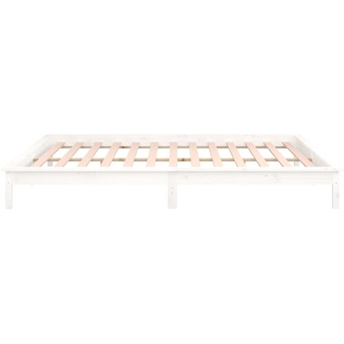  LED okvir za krevet bijeli 160 x 200 cm od masivnog drva Slike