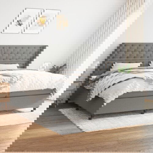 The Living Store Box spring postelja z vzmetnico temno siva 200x200 cm blago - Box Spring Postelja, (21519170) Slike