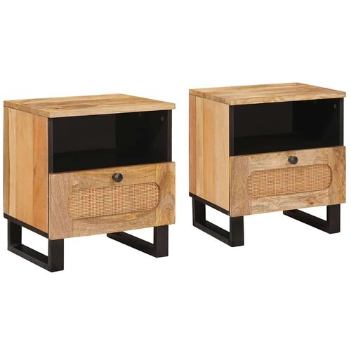  Nočna omarica 2 pcs Naravna 40 x 33 x 46 cm Masiven les manga, (5000107178) Cene