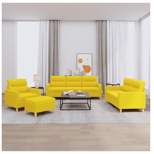 vidaXL 4-dijelni set sofa s jastucima svjetložuti od tkanine Cijene