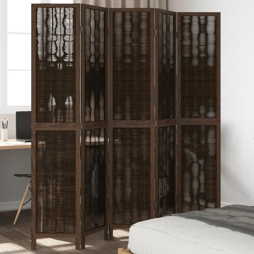  The Living Store Paravan 5-delni temno rjav trden les pavlovnije - Pregrada Za Prostor, (21494161) Slike