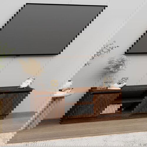 The Living Store TV omarica z vrati rjav hrast 102x30x36 cm - TV Omarica Z Vrati, (21376524) Cene