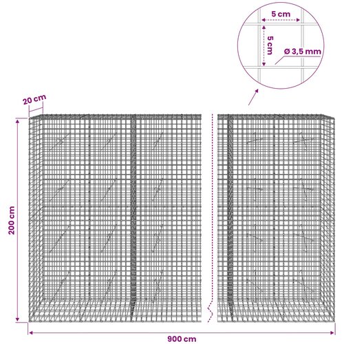  Gabion s žicom debljine 3,5 mm i mrežom 5x5 cm 900x20x200 cm Slike