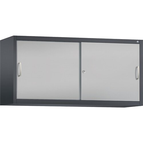 C+P ACURADO zgornja omarica z drsnimi vrati, 2 polici, VxŠxG 790 x 1600 x 500 mm, črno sive / aluminijasto bele barve Cene