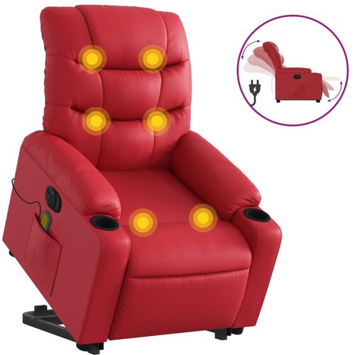 Maison Chic Električni masažni stol - Relax naslanjač s funkcijo vstajanja rdeče umetno usnje, (22062001) Cene