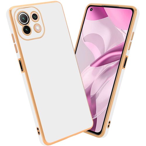 Cadorabo Ohi&scaron;je, združljivo z Xiaomi Mi 11 LITE (4G / 5G) / 11 LITE NE in ble&scaron;čeča bela - zlata - Za&scaron;čitni ovitek iz prožnega silikona TPU in z za&scaron;čito kamere, (20860242) Cene