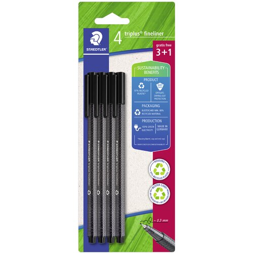 Staedtler Fineliner triplus, črn, pretisni omot po 4 kosi, (21656412) Cene