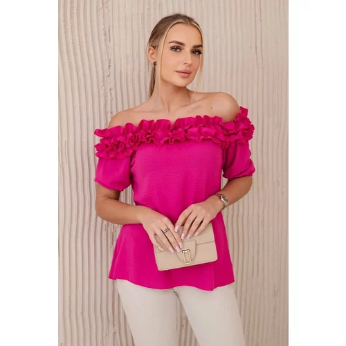 Kesi Spanish blouse with a small ruffle in fuchsia color
