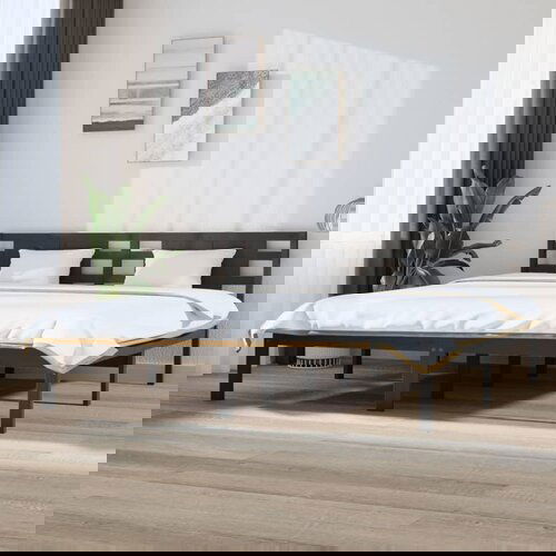 The Living Store Posteljni okvir siv iz trdne borovine 200x200 cm - Posteljni Okvir, (21525789) Slike
