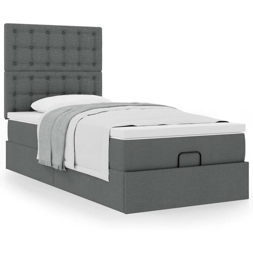vidaXL Otomanski posteljni okvir z vzmetnico siv 100x200 cm blago Cene