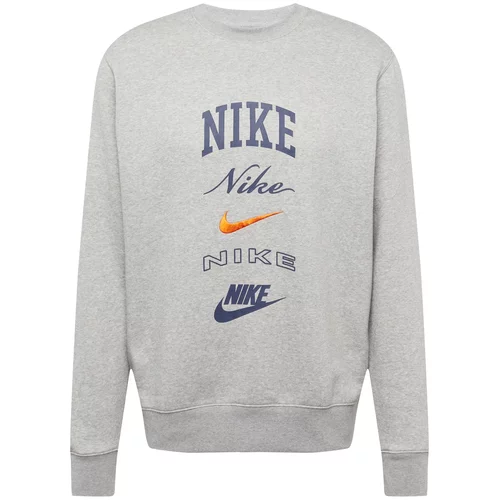 Nike Sportswear Sweater majica 'CLUB' morsko plava / svijetlosiva / narančasta