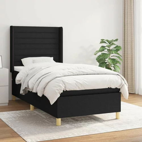  Box spring postelja z vzmetnico črna 100x200 cm blago, (20895780)