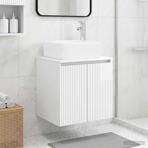  Umivaonik s policom Bijela visokog sjaja 53 x 35 x 63 cm Cijene
