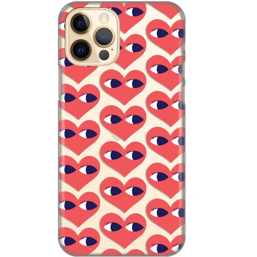  Silikonska maska za iPhone 12/12 Pro 6.1 Eye Heart Pattern Print Skin providna Slike