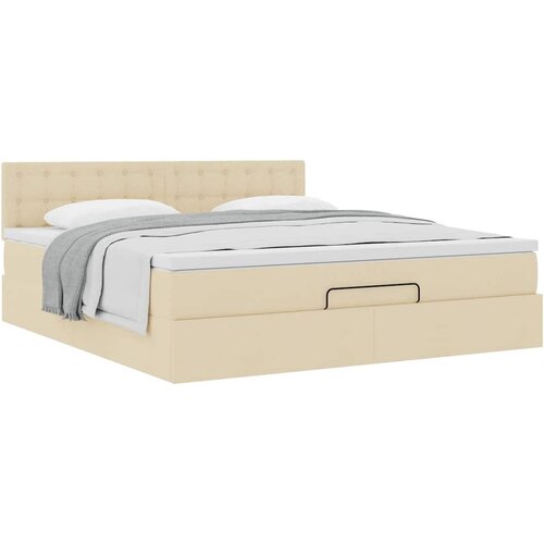 VidaXL Otomanski posteljni okvir z vzmetnico krem 180x200 cm blago Slike