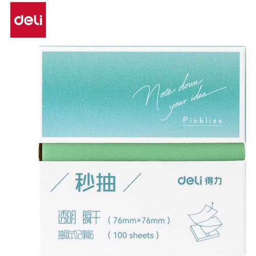 Deli STIKER BLOK 76x76 100 lista PROZIRNI GLITTER ZELENI BT417 Cene