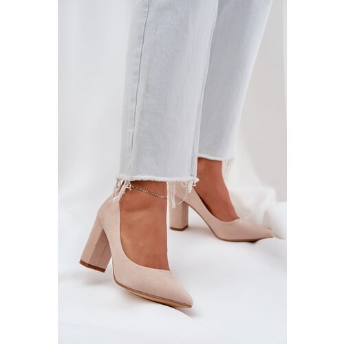 PS1 Women&amp;#039;s Heeled Eco Suede Beige Pumps Florena Slike