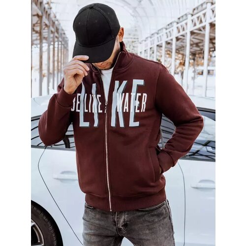 DStreet Bluza męska rozpinana z nadrukiem bordowa Slike