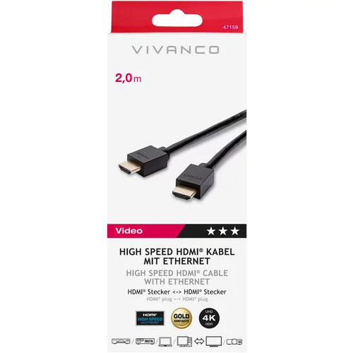 Vivanco High Speed HDMI-Ethernet 2m 47159 2M HIGH SPEED HDMI Zum Anschluss für Rundfunkgeräte
