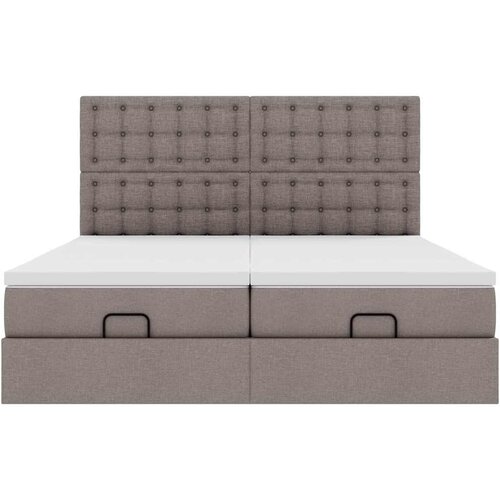  Ottoman krevet s madracima i LED diodama boje taupe 160x200 cm, tkanina Slike